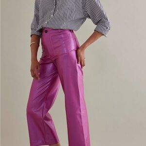 Anthropologie High-Waist Collette Wide-Leg Faux Leather Cropped Pants